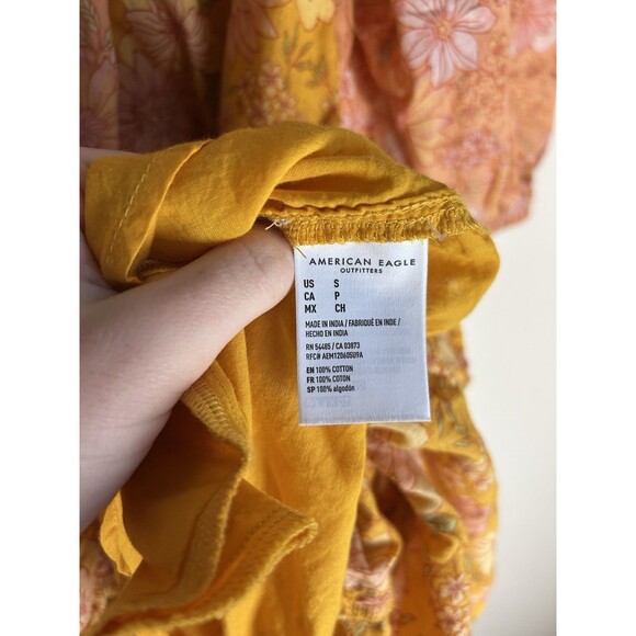 American Eagle S Jenn Tran Dress Floral Swingy Patchwork Mini Peasant Cottage - Picture 7 of 8